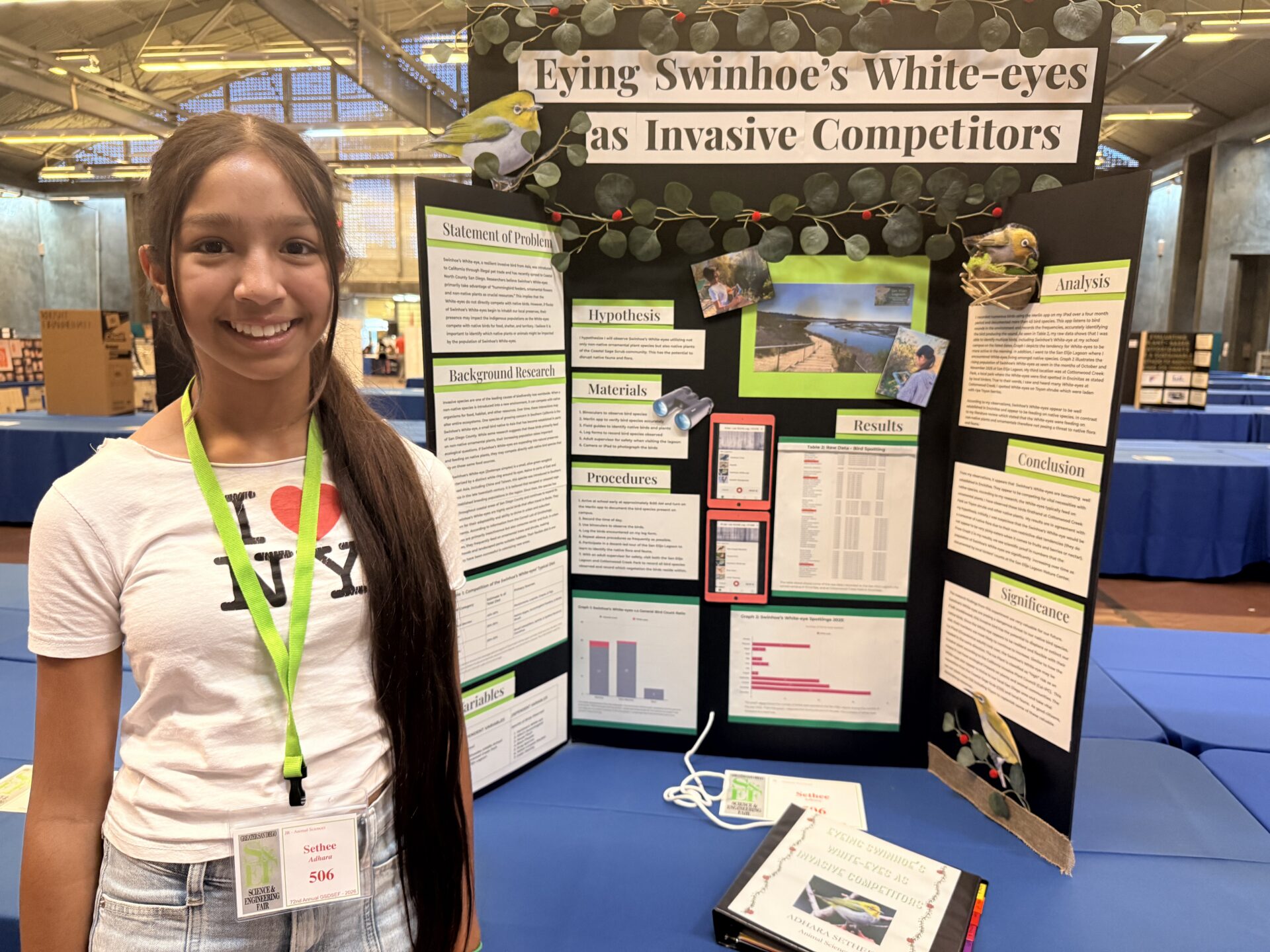 Student standing next to presentation poster